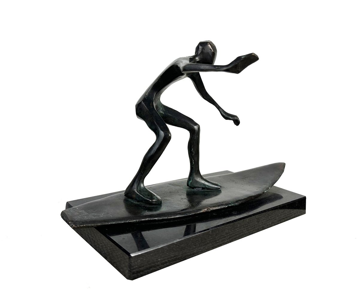 Expressive Portrait Sculpture By Toth Kristof, 11 X 7", Surfer, Original Artwork