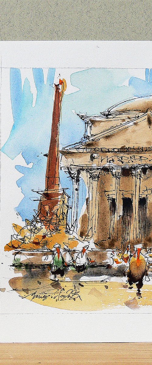 Rome, Pantheon, Watercolor. by Marin Victor