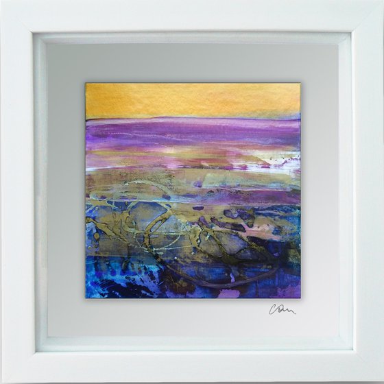 Framed ready to hang original abstract  - Golden Sky