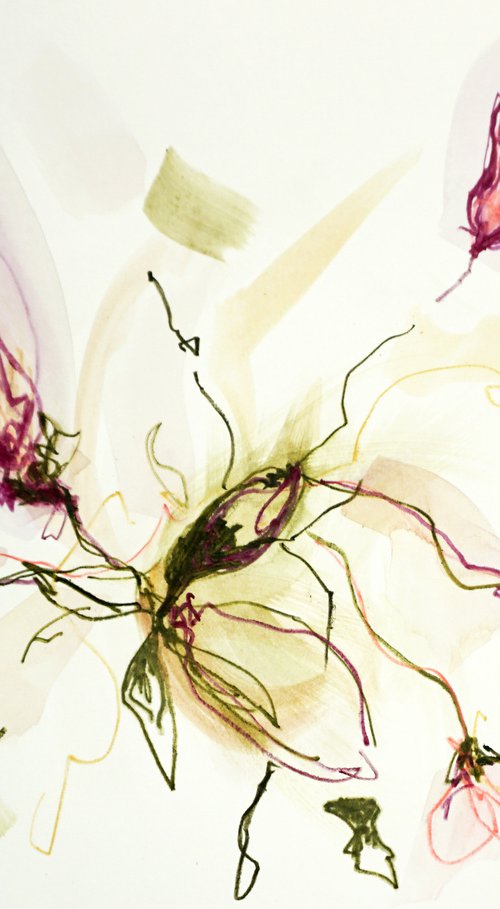 Pink Flowers 9x12n;22x30cm by jelena b
