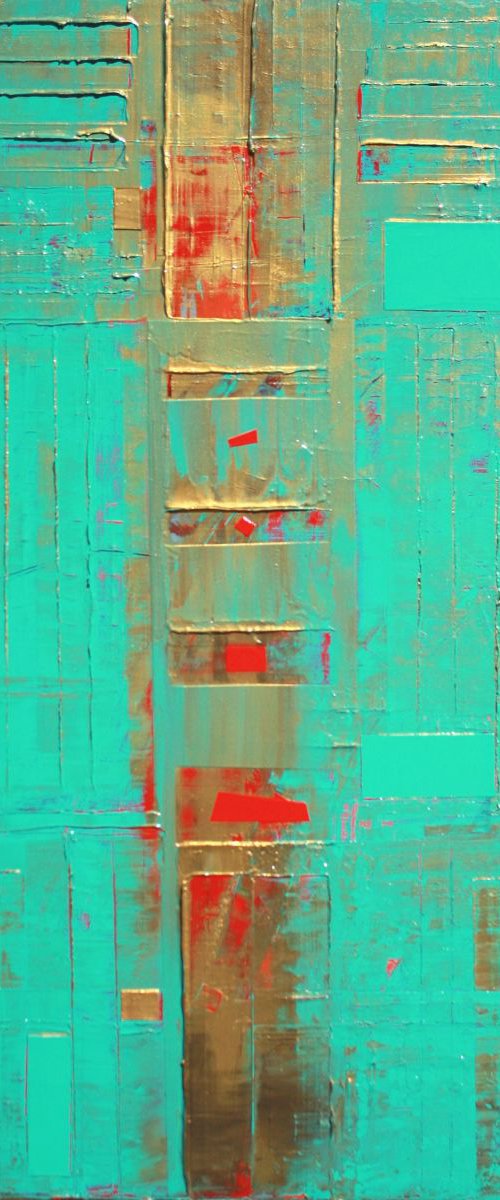 Teal Gold Abstract by Robert Lynn