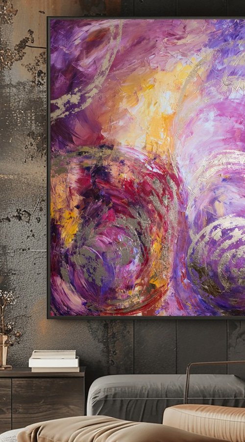 Gold Leaf Abstract Painting by Mily Art