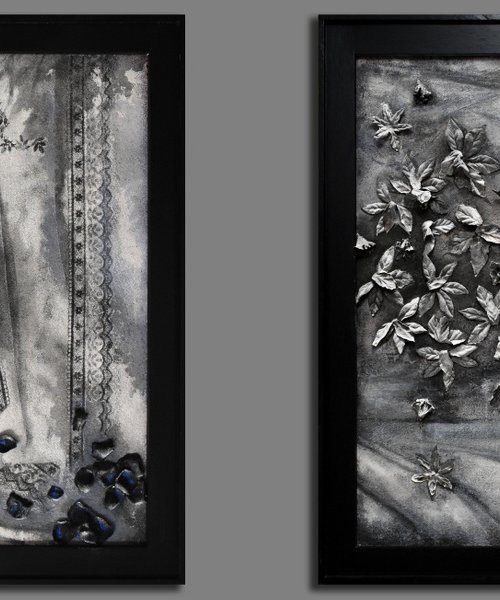 Set di 2 opere "Rose nere" e "Fiori di Pietra" by Milena Nicosia