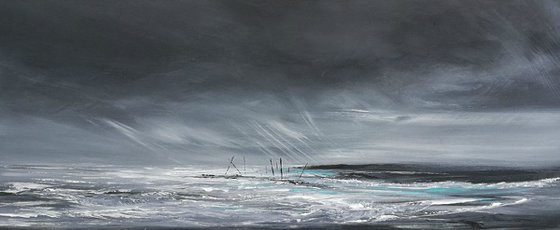 Seascape, Wind Whispers - Panoramic, XL, Modern Art Office Decor Home