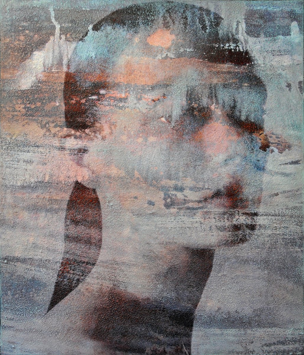 Organic Portrait Print By Karin Vermeer, 47 X 55", Marble, Original Artwork