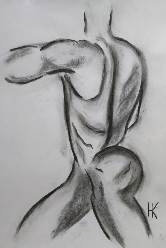 Man Nude Charcoal Art