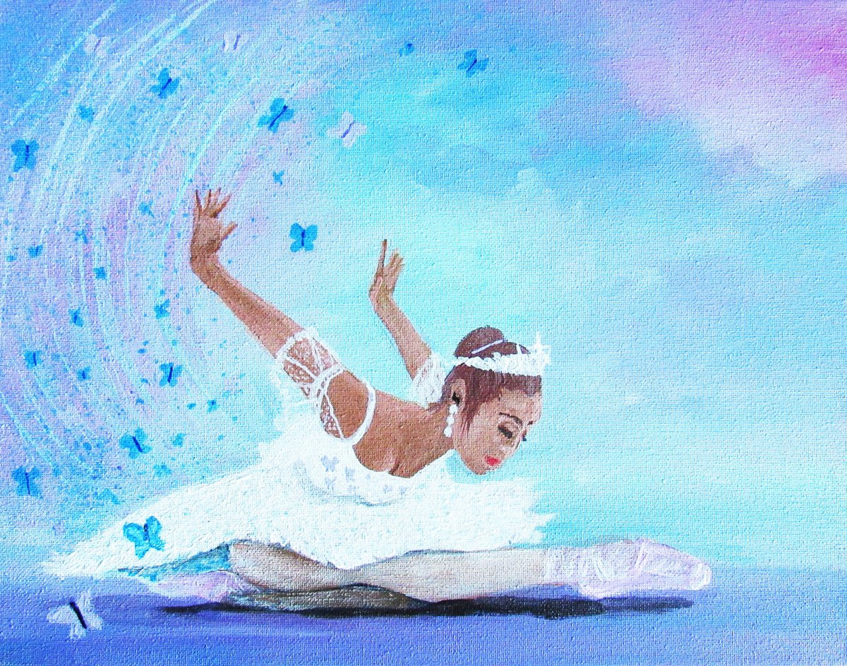 Impressionistic Portrait Acrylic Painting By William F. Adams, 14 X 11", Angelic Dance Of The ..., Original Artwork