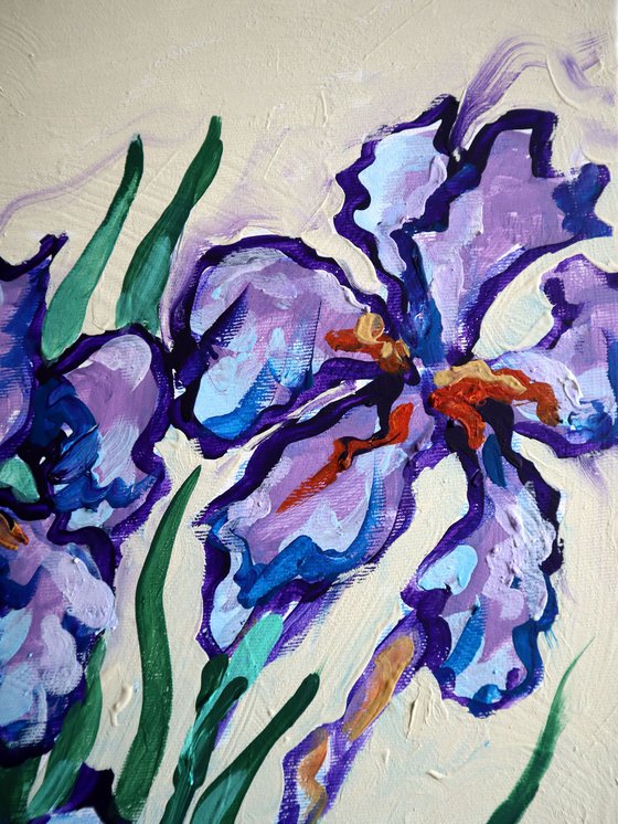 Irises on Cream