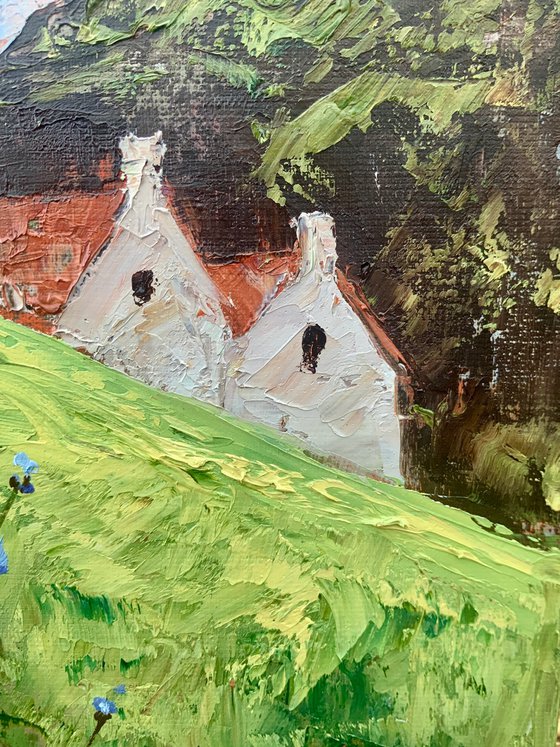 Blue Wildflowers on the Hillside