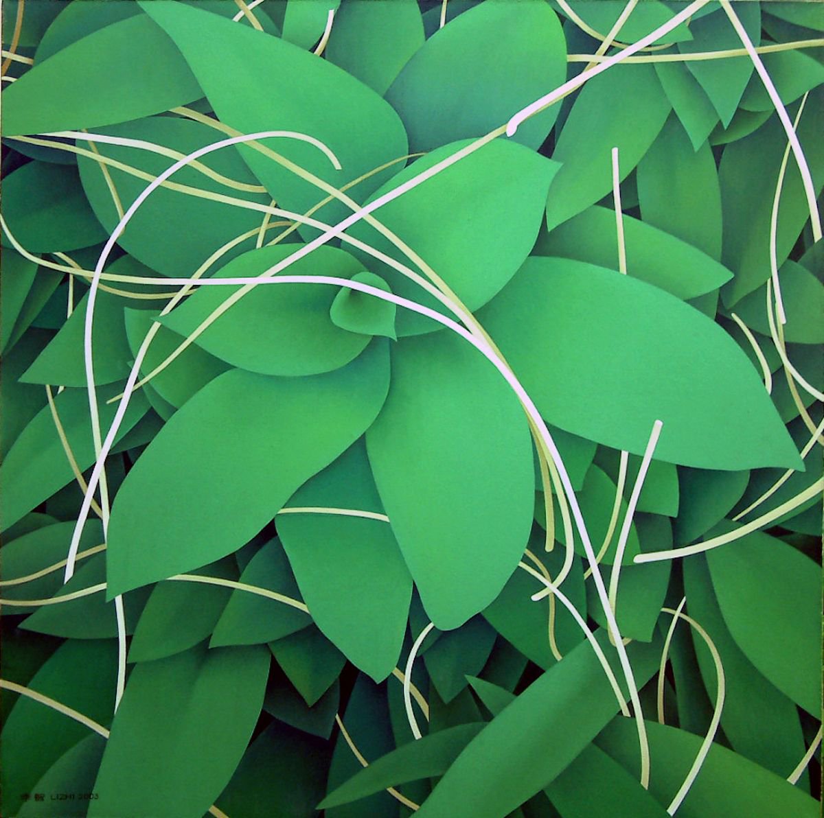 Abstract Oil Painting By Zhi Li, 39 X 39", Creative Work 16 [Summer], Original Artwork