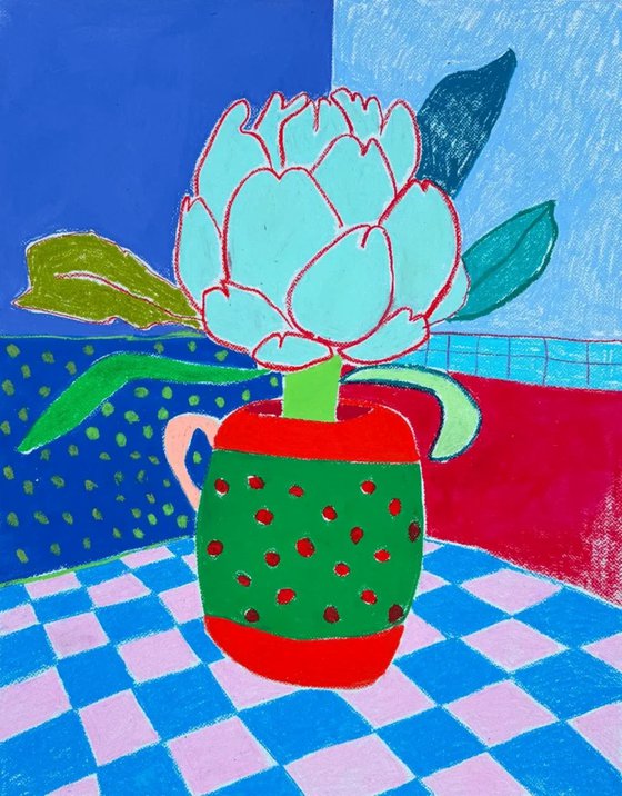 Artichoke in a Colorful Vase