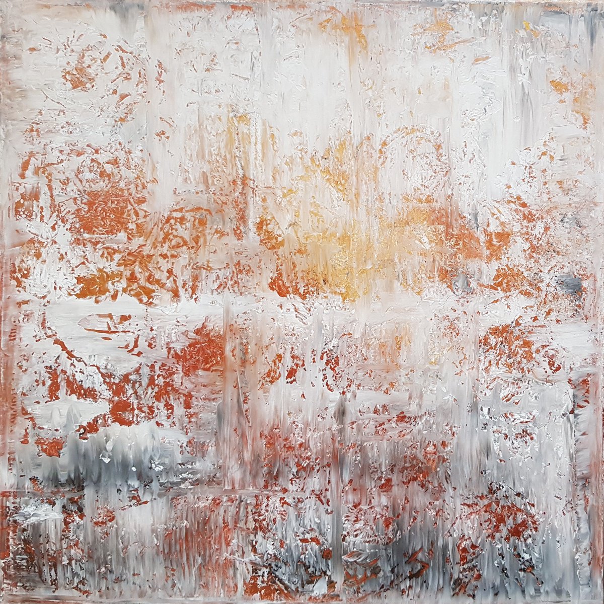 Abstract Landscape Acrylic Painting By Ivana Olbricht, 28 X 28, Northern Wind, Original Artwork