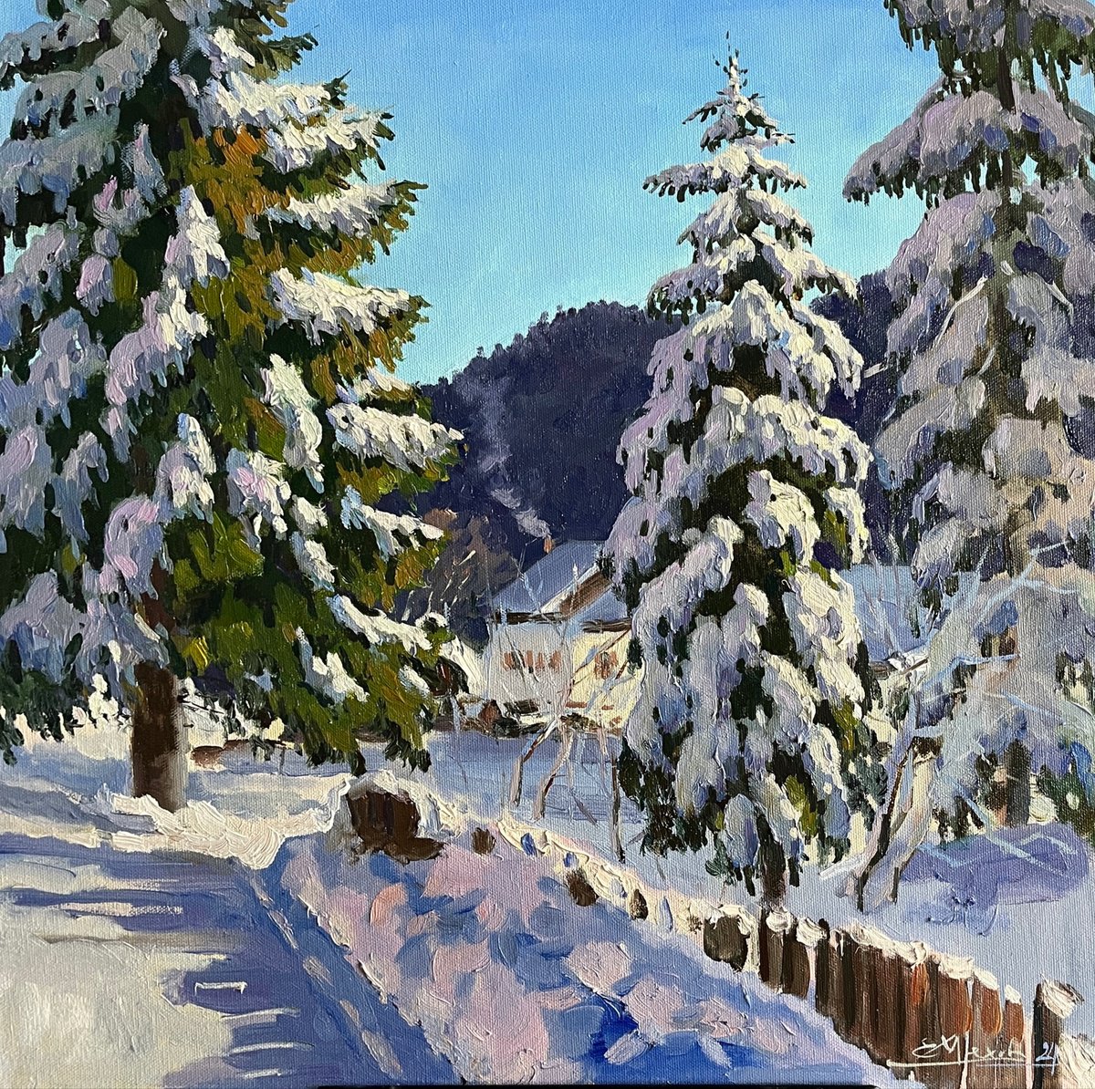 Snowy Pines by Evgeniia Mekhova