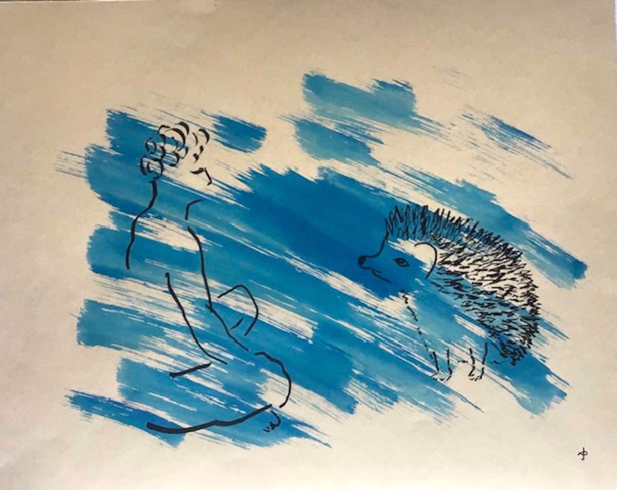 Expressive Animal Painting By David Jones, 19 X 15, Together #2504F, Original Artwork