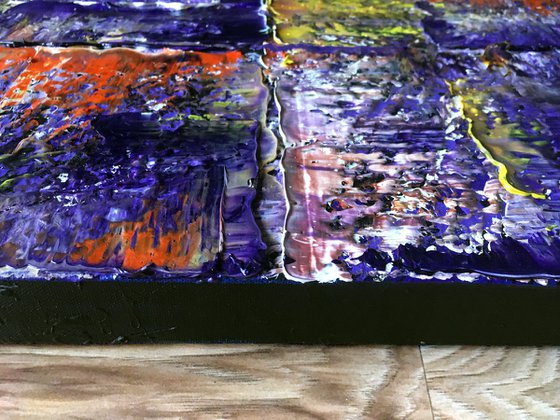 "Rock Me In Purple" - Original Large PMS Oil Painting On Canvas - 36 x 18 inches