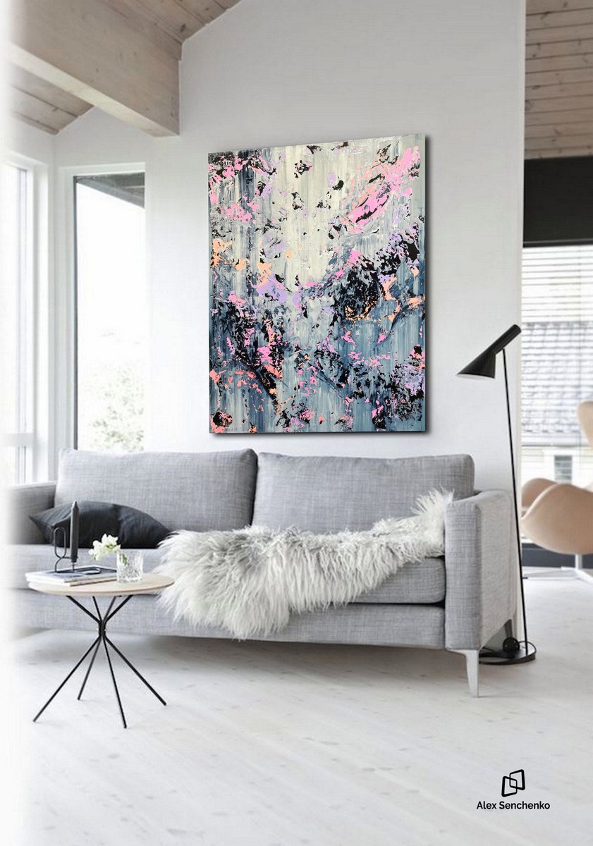 Abstract Acrylic Painting By Alex Senchenko, 39 X 47, Abstract 2215, Original Artwork