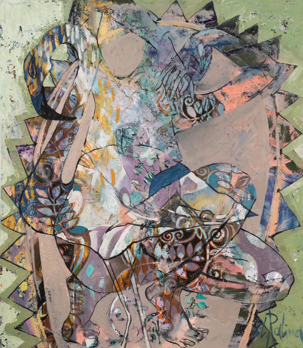 Organic Abstract Oil Painting By Yelena Ralina, 39 X 45", Umami, Original Artwork