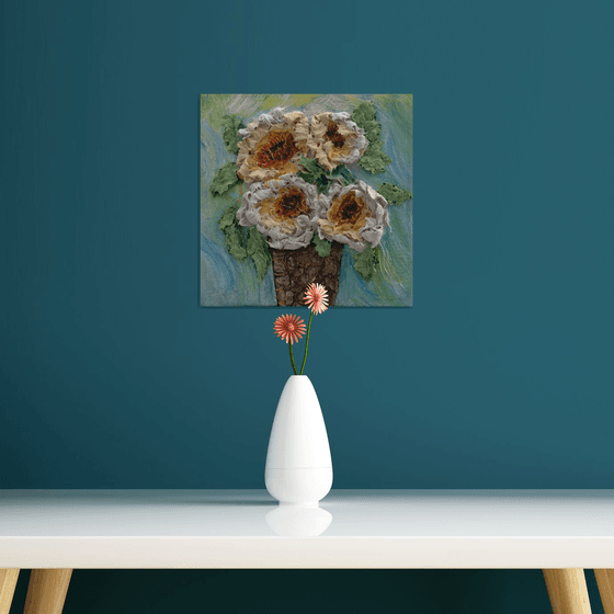 Golden Floral Relief 3D
