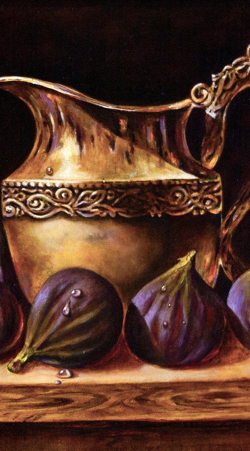 Still Life with Fig and Copper Jug by Inga Loginova