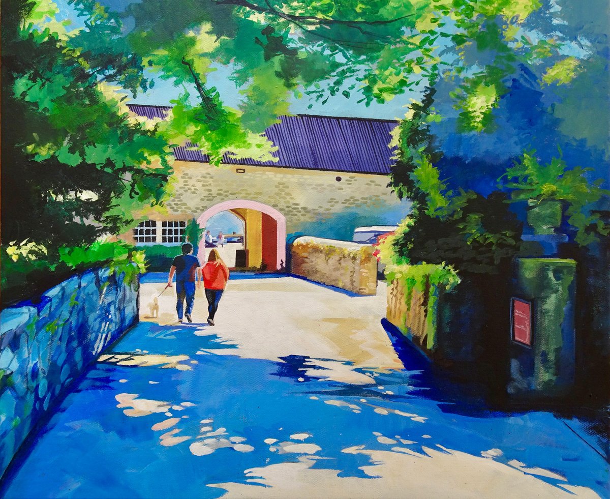 Impressionistic Landscape Acrylic Painting By Joseph Lynch, 24 X 20, Summer Sun Castleward, Original Artwork