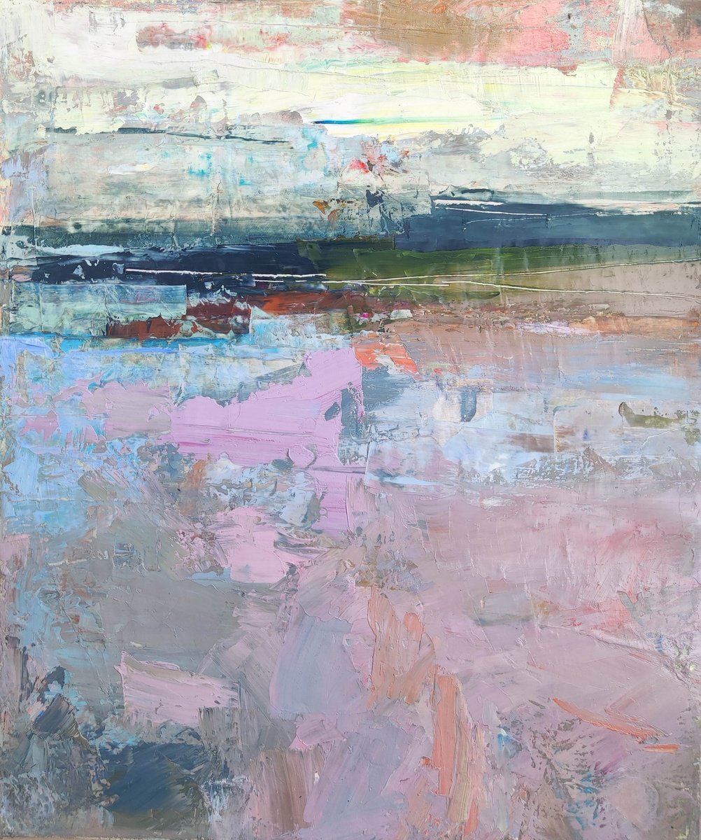 Abstract Oil Painting By Viktoria Shvoren, 20 X 24", Silver, Original Artwork