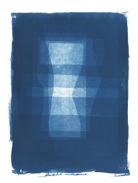 Blue living room art wall