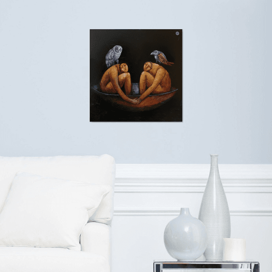 Untitled (Acrylic painting, 50x50cm, ready to hang)