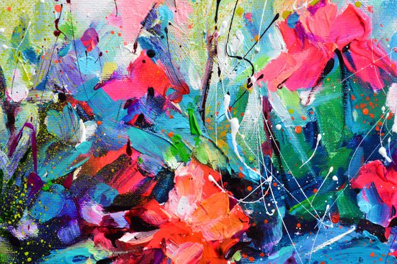 Red Wild Poppies Field at Dusk