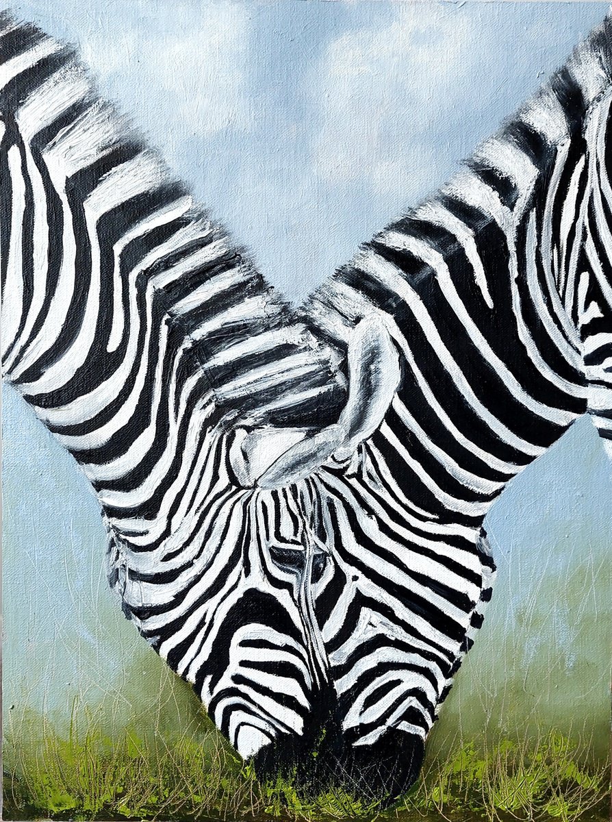 Impressionistic Animal Oil Painting By Ira Whittaker, 12 X 16, Harmonia Black And White, Original Artwork