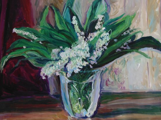 Snowdrops. Oil on paper, 62x47 cm.