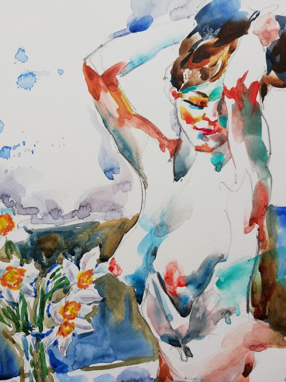 Nude with Daffodils