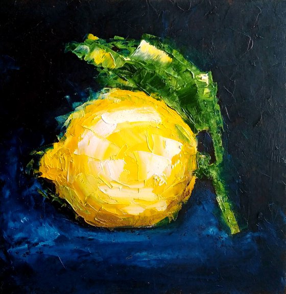 Lemon Painting Original Art Fruit Artwork Citrus Wall Art Kitchen Still Life