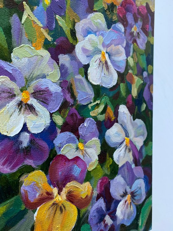 Spring flowers. Triptych . Oill Painting