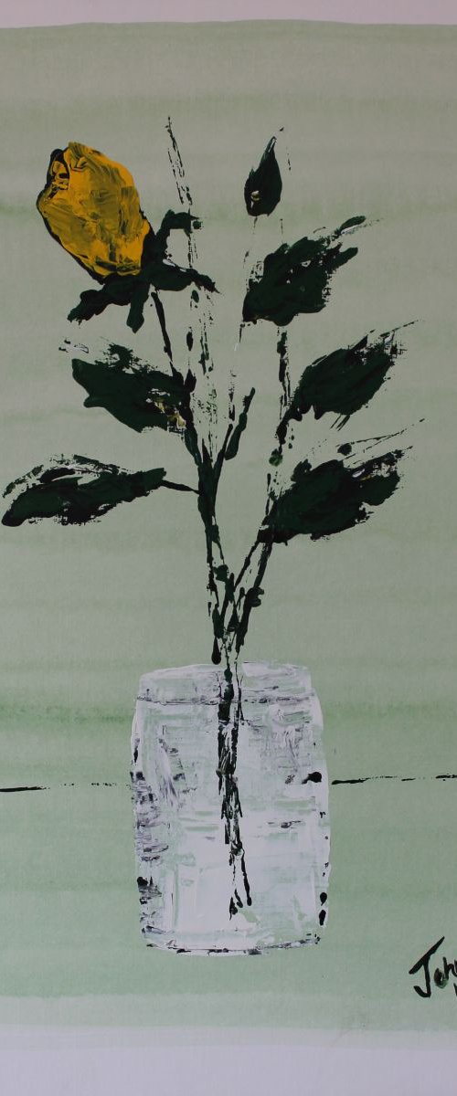 Yellow rose in vase. by John Halliday