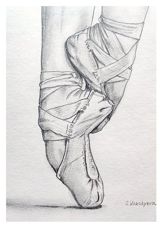 En pointe. Pencil drawing by Svetlana Vorobyeva