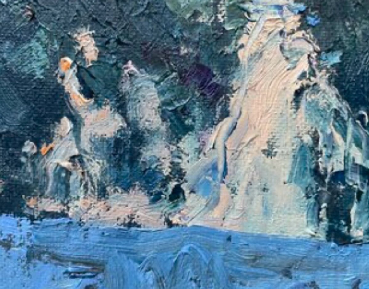 Winter Sunset By Nadezda Stupina, 31 X 24, Artwork For Sale On Artfinder