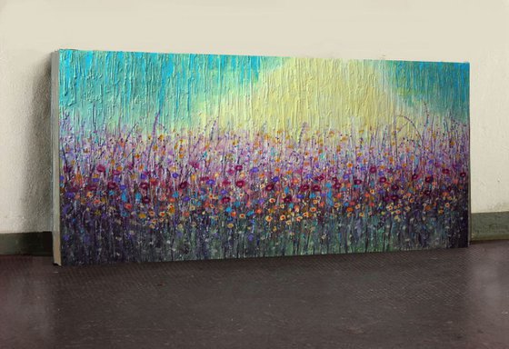 Abstract flowers 55x28 inches
