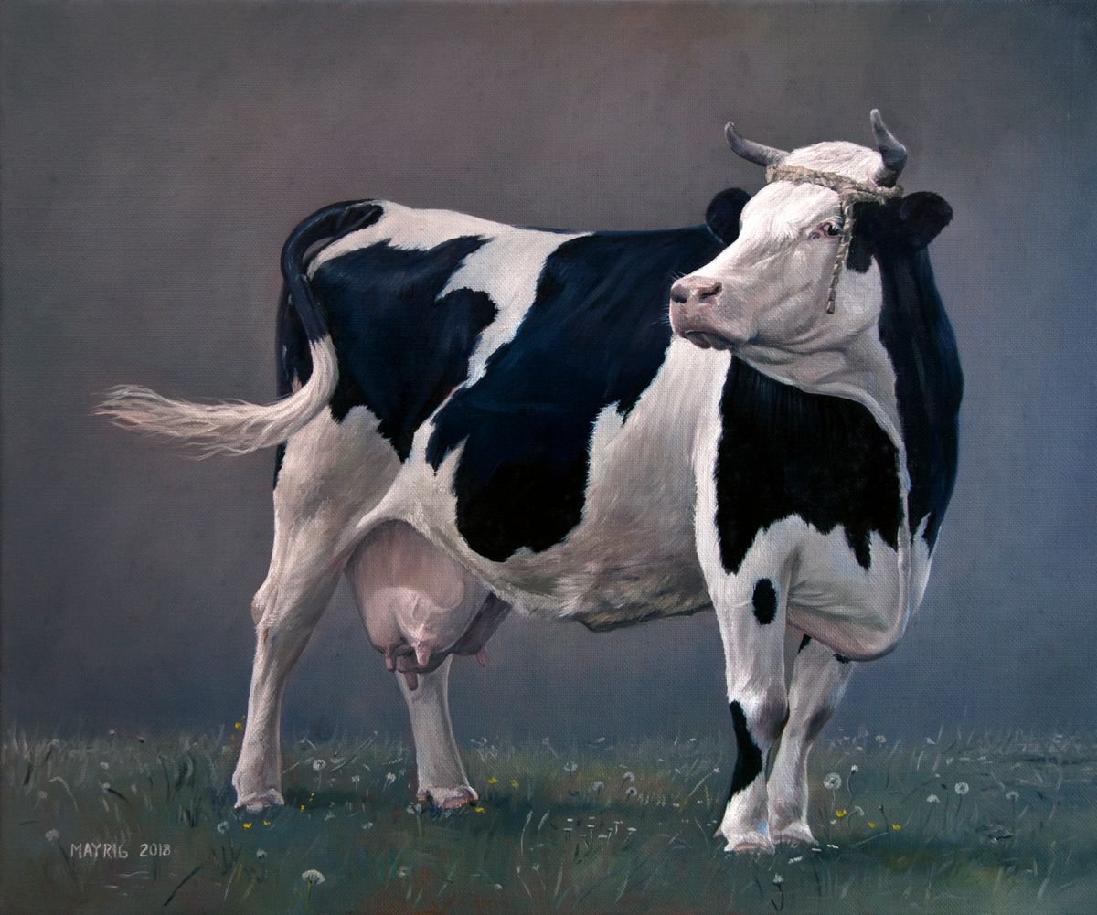 Cow (Original Oil Painting, 100% Handmade) by Mayrig Simonjan