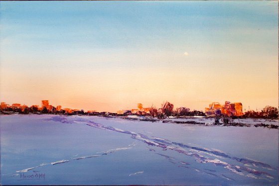 "Frosty evening" (Морозный вечер) winter landscape