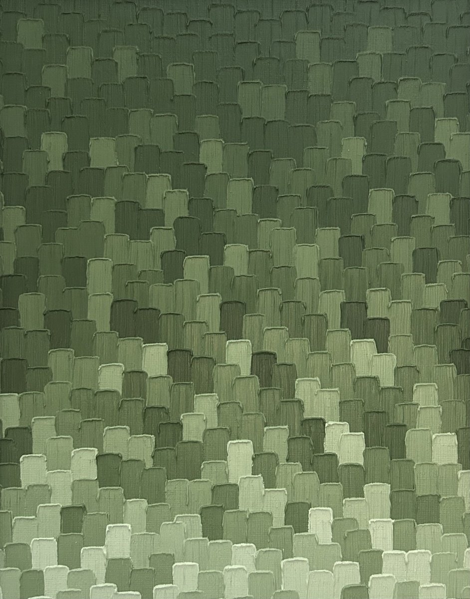 Organic Abstract Oil Painting By Meredith B. Studios, 11 X 14", Driftwood Moss, Original Artwork