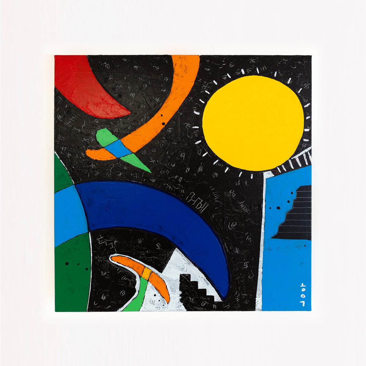 Abstract Acrylic Painting By Hyunah Kim, 24 X 24, Sol Y Luna Ii, Original Artwork