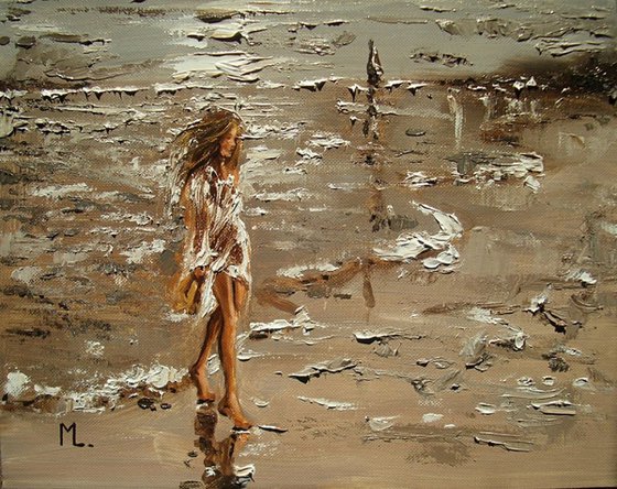 " THE BAY OF LONELINESS ... " original painting palette knife GIFT MODERN URBAN ART OFFICE ART DECOR HOME DECOR GIFT IDEA