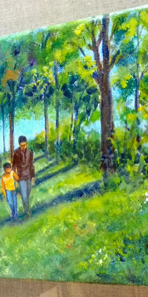 Father and son on a stroll by Asha Shenoy