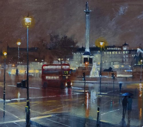 Late Night London , Trafalgar Square by Alan Harris