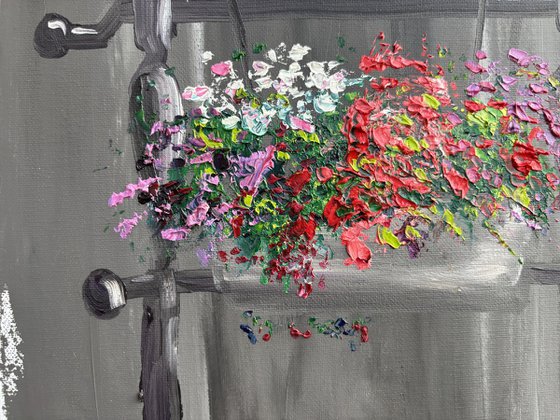 The flowers in the pot