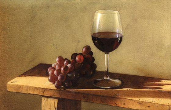 Grape and Glass Red Wine