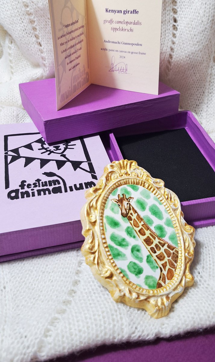 Kenyan giraffe, part of framed animal miniature series "festum