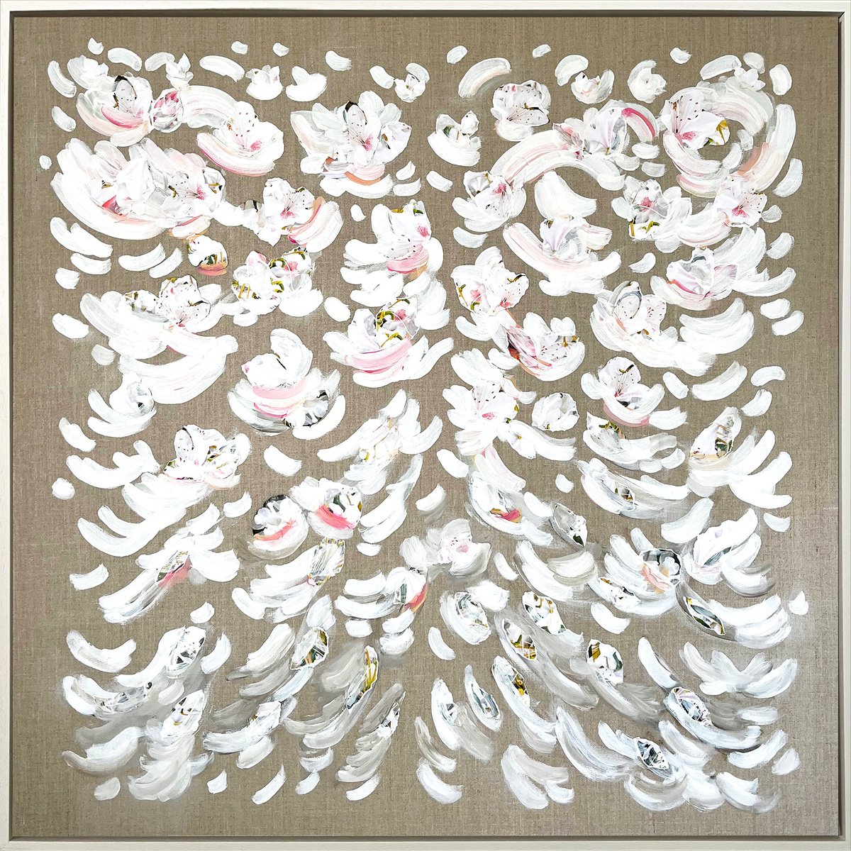 Organic Botanical Acrylic Painting By Corinne Natel, 41 X 41, To Be With You #106, Original Artwork