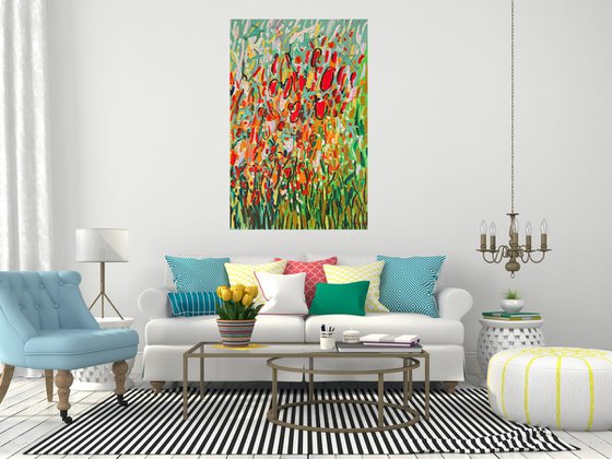 Wildflowers, Original abstract painting, Ready to hang