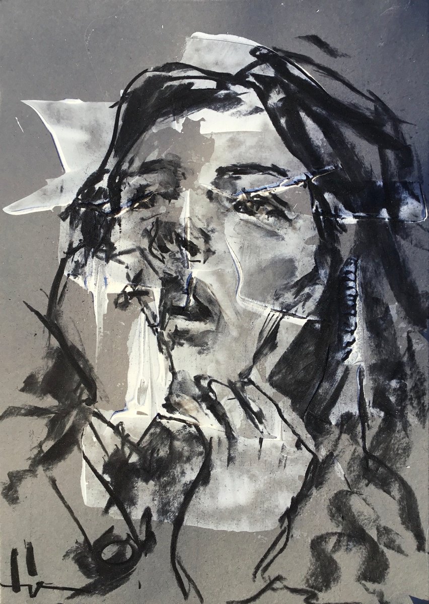 Expressive Charcoal Drawing , Alexandra By Dominique Deve, 11 X 17, Artwork For Sale On Artfinder